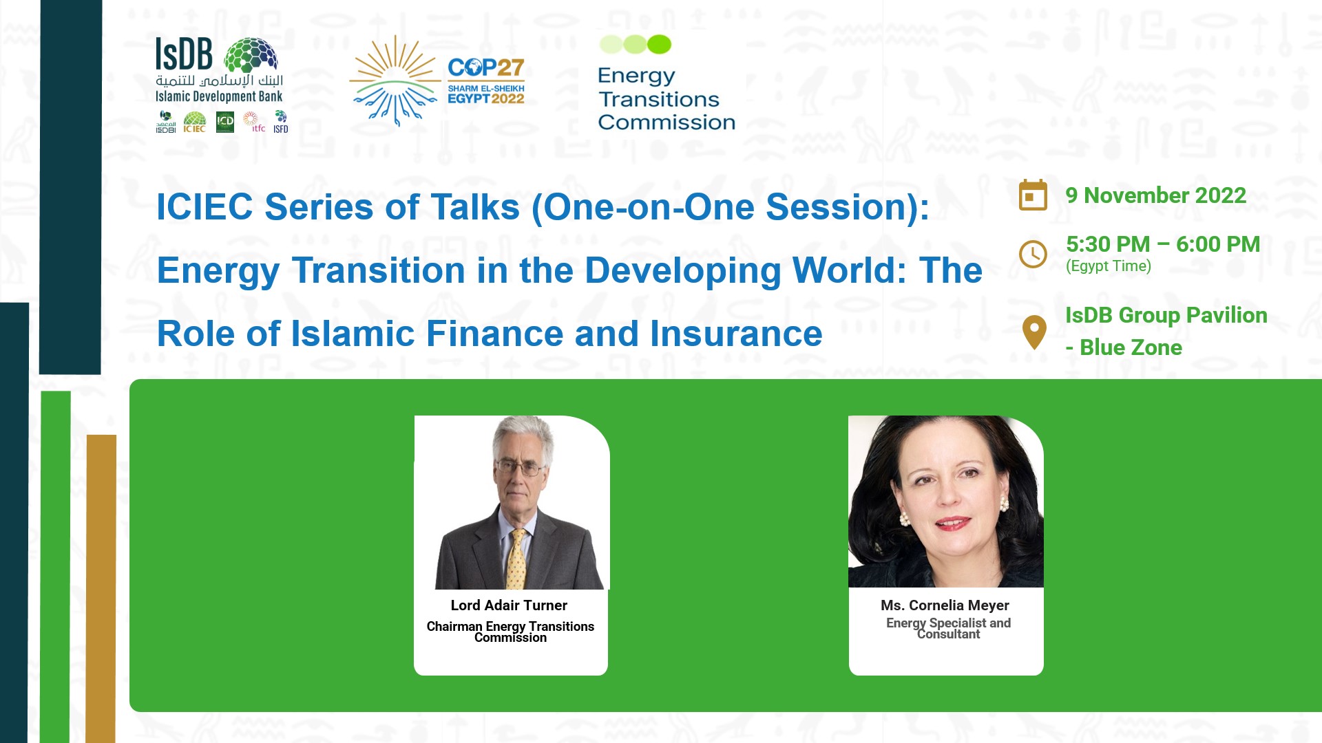 ICIEC Series of Talks (One-on-One Session): Energy Transition in the Developing World: The Role of Islamic Finance and Insurance 